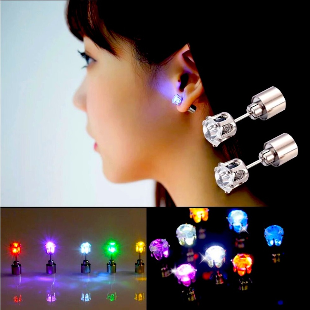 Purple LED Crystal Earrings Jewelry